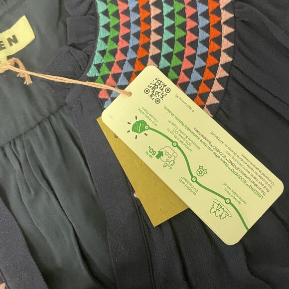 Boden Womens Yoke Midi Dress Size UK 14R US 10 R Navy Blue Embroidered D1130 NWT - Picture 6 of 12